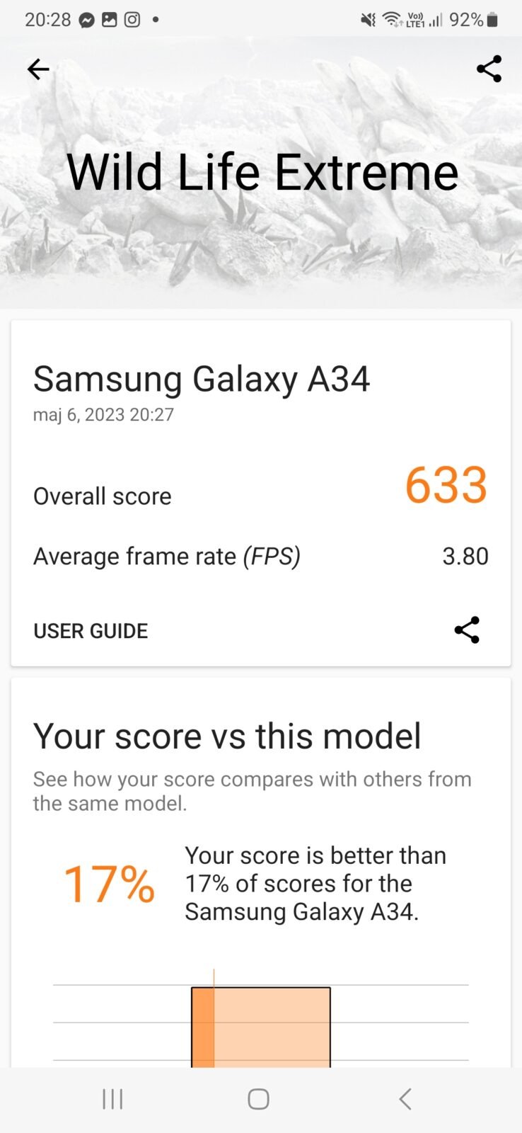 Samsung Galaxy A34 5G - 3D Mark Wild Life Extreme