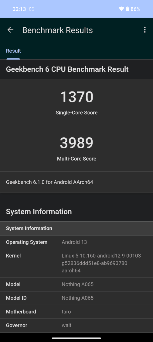 Nothing Phone (2) w Geekbench 6 - 1370/3989