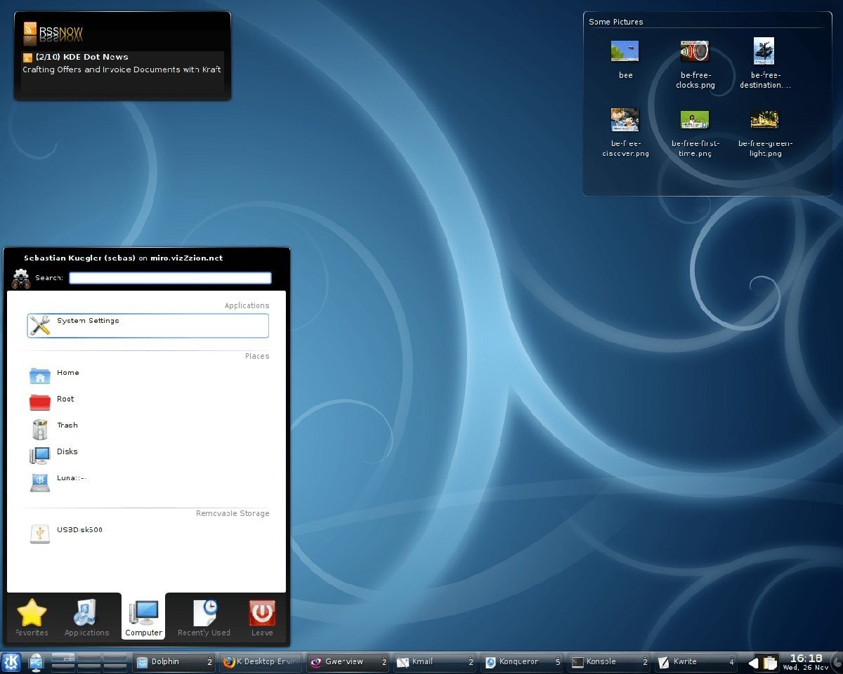 Tak wygląda pulpit KDE 4.2 beta 1