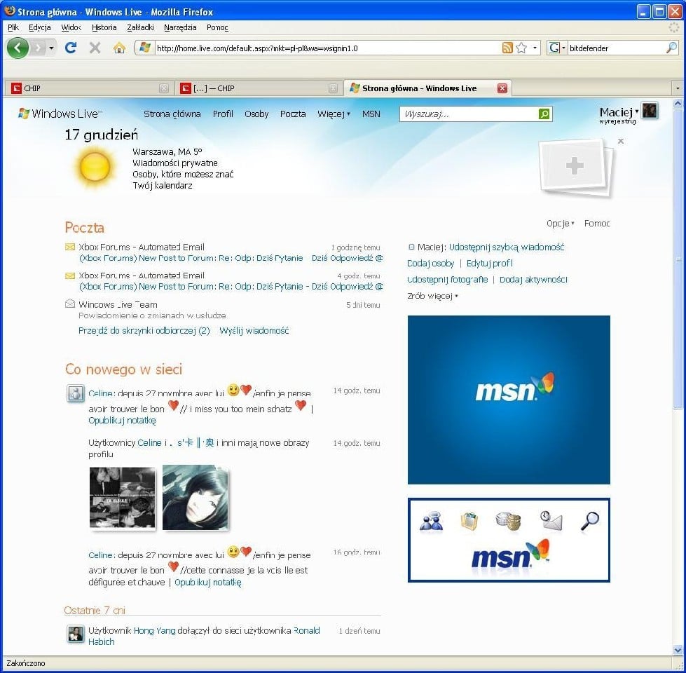 Strona główna serwisu Windows Live