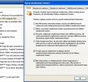 Do prostego zwalczania spamu wystarczy opcja »Wiadomości-śmieci« w programie Outlook.
