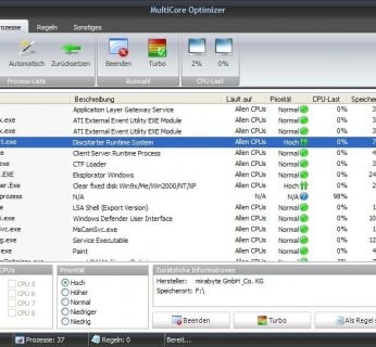 Za pomocą funkcji Turbo programu MultiCore Optimizer podwyższamy priorytet wszystkich procesów startowych i rozkładamy je na dostępne rdzenie.