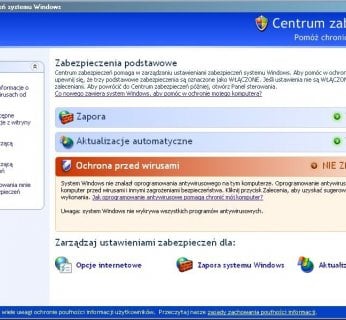 centrum zabezpieczeń XP