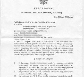 wyrok - program ochrony kupujących