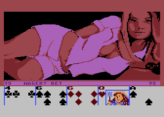 Oryginalny Strip Poker firmy Artworx. Ten screen pochodzi z komputera Atari.