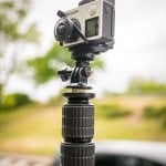 Moduł filmujący, czyli dwie kamerki GoPro Hero 4 zamontowane na specjalnym mocowaniu.