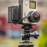 Moduł filmujący, czyli dwie kamerki GoPro Hero 4 zamontowane na specjalnym mocowaniu.