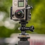 Moduł filmujący, czyli dwie kamerki GoPro Hero 4 zamontowane na specjalnym mocowaniu.