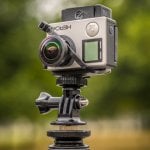 Moduł filmujący, czyli dwie kamerki GoPro Hero 4 zamontowane na specjalnym mocowaniu.