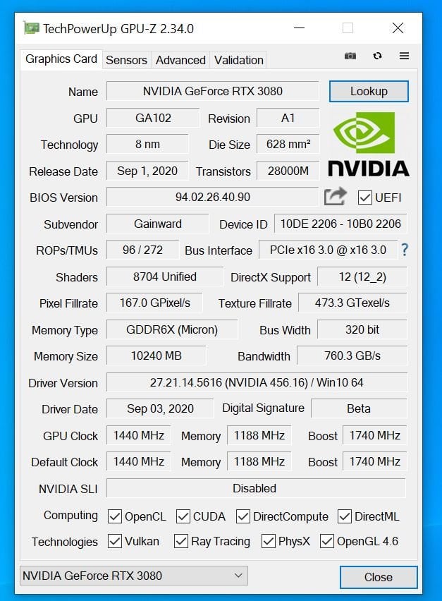 test Gainward GeForce RTX 3080 Phoenix GS, recenzja Gainward GeForce RTX 3080 Phoenix GS, opinia Gainward GeForce RTX 3080 Phoenix GS