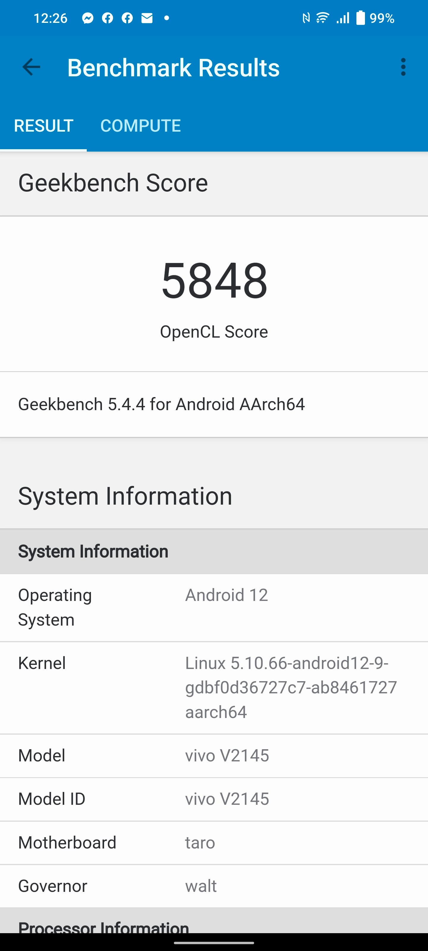 Vivo X80 Pro benchmark