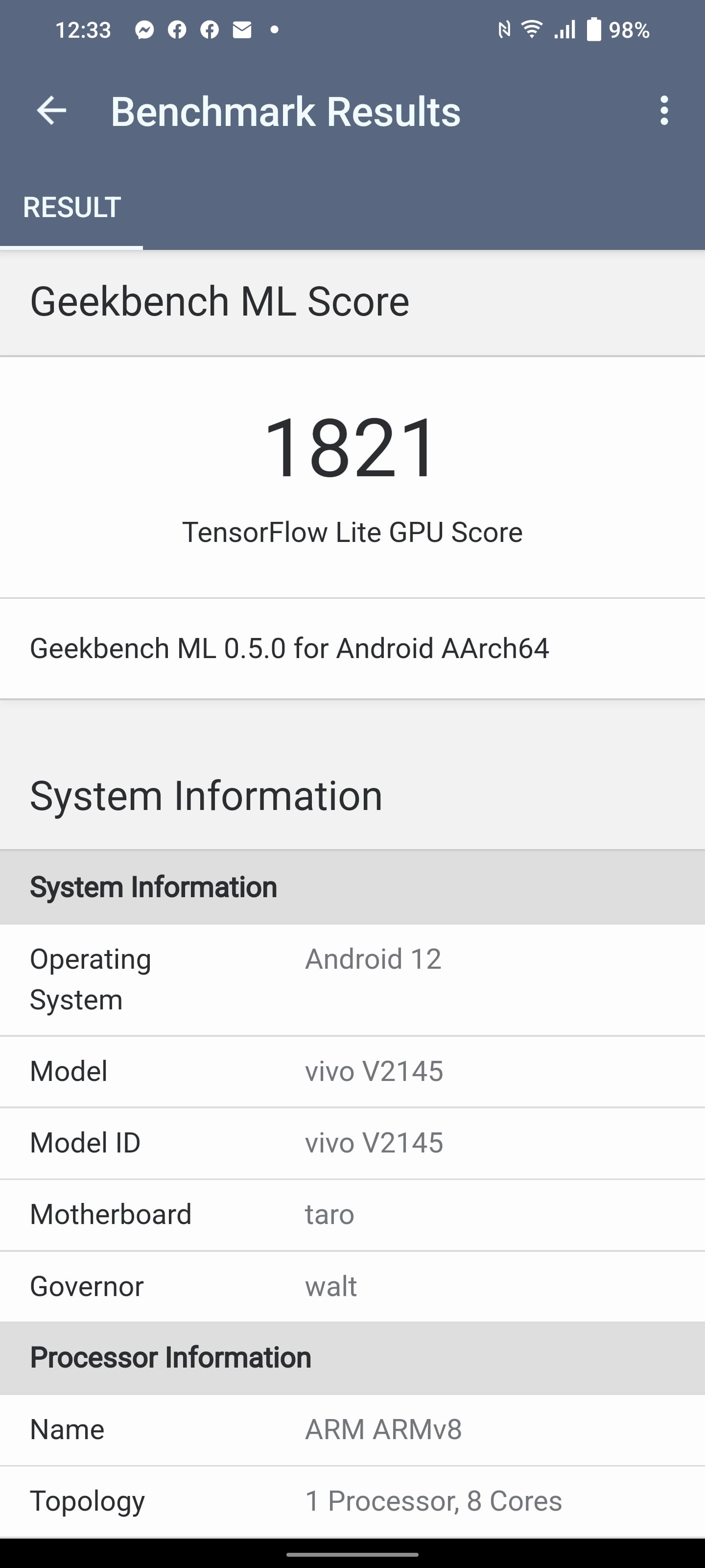 Vivo X80 Pro benchmark