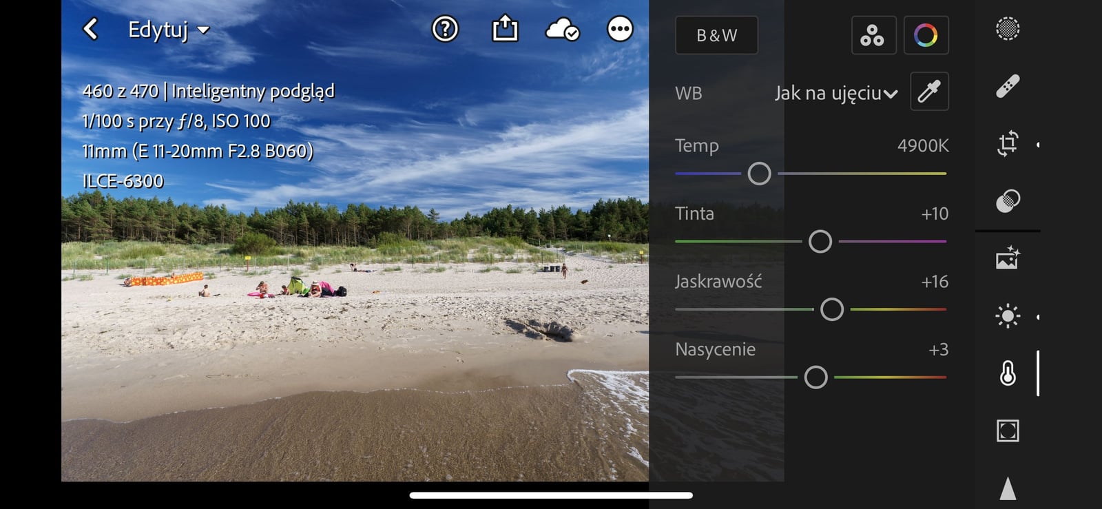 Lightroom CC na iPhone 13 Pro