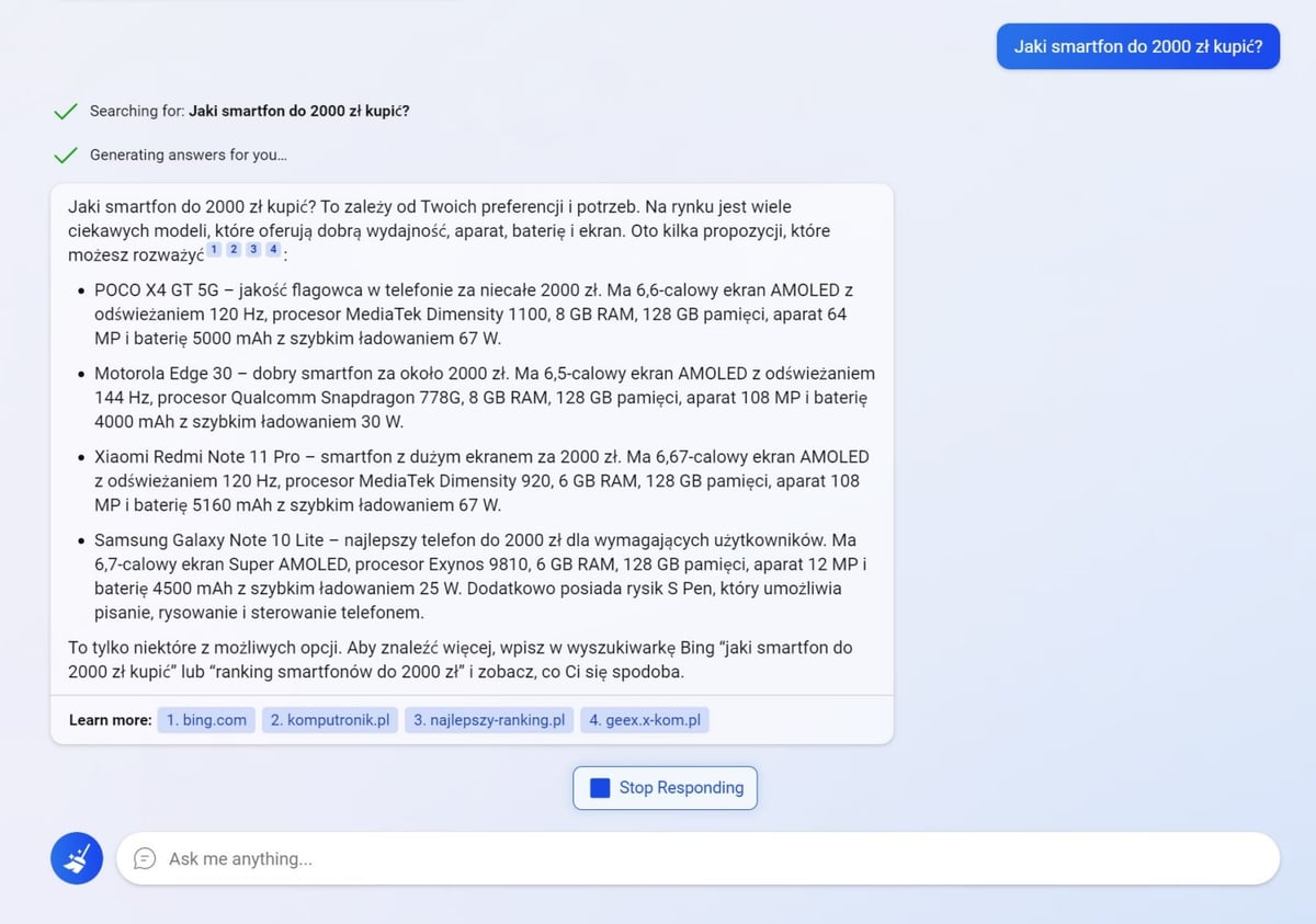 Nowy Bing po polsku pierwsze wrażenia. Sztuczna inteligencja kazała