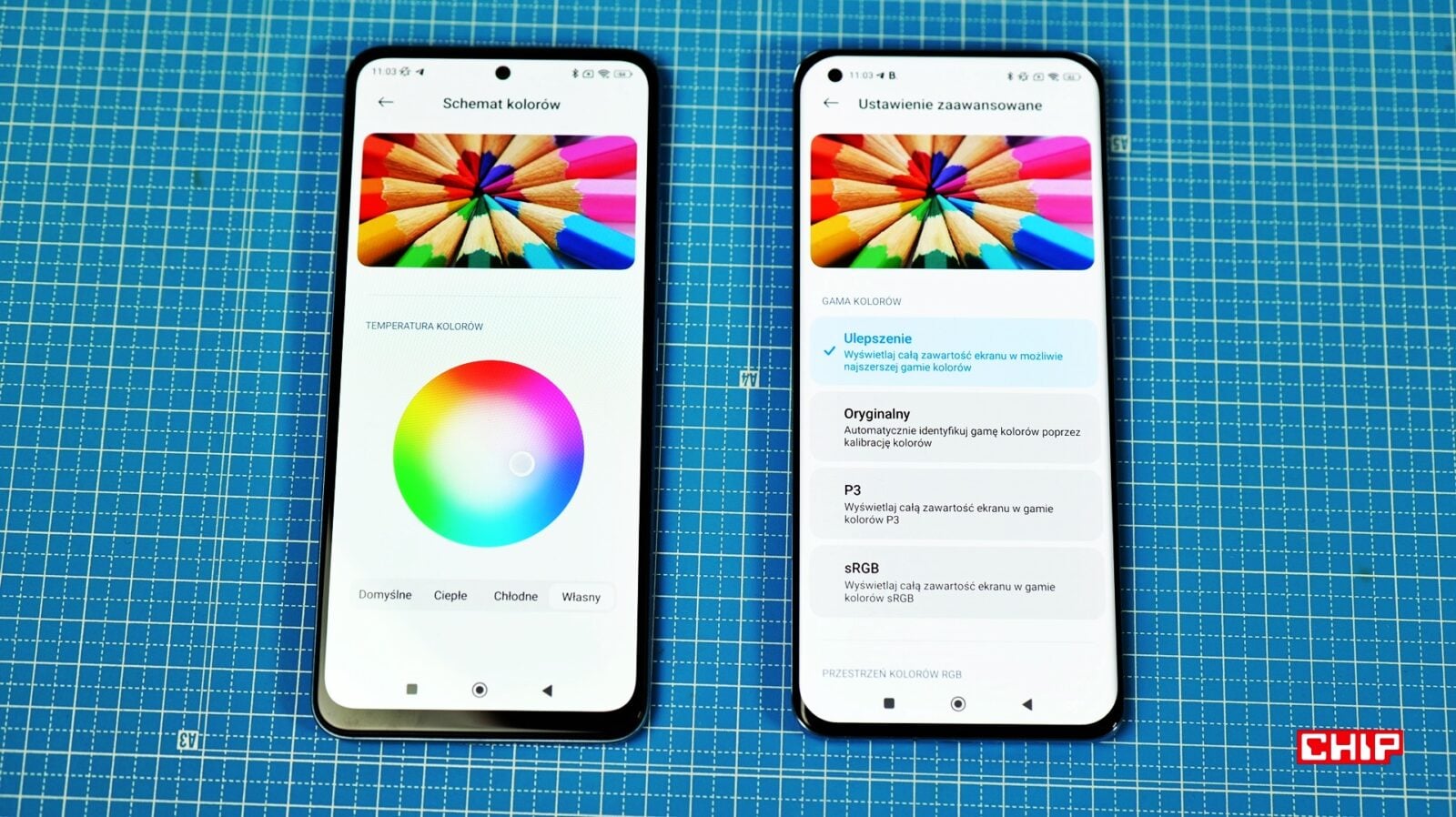 opcje kolorow ekranu poco x5 i xiaomi mi 11