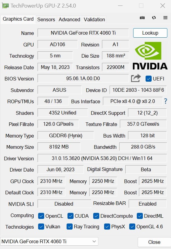 test Asus GeForce RTX 4060 Ti TUF Gaming OC 8 GB, recenzja Asus GeForce RTX 4060 Ti TUF Gaming OC 8 GB, opinia Asus GeForce RTX 4060 Ti TUF Gaming OC 8 GB