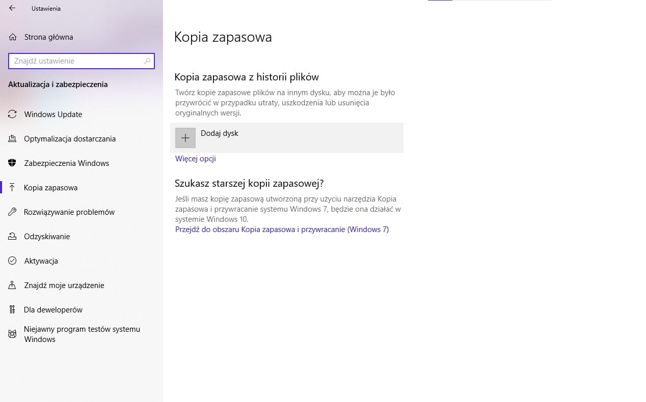 Kopia zapasowa plików w Windows 10