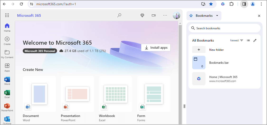 Wtyczka Microsoft 365 w Chrome