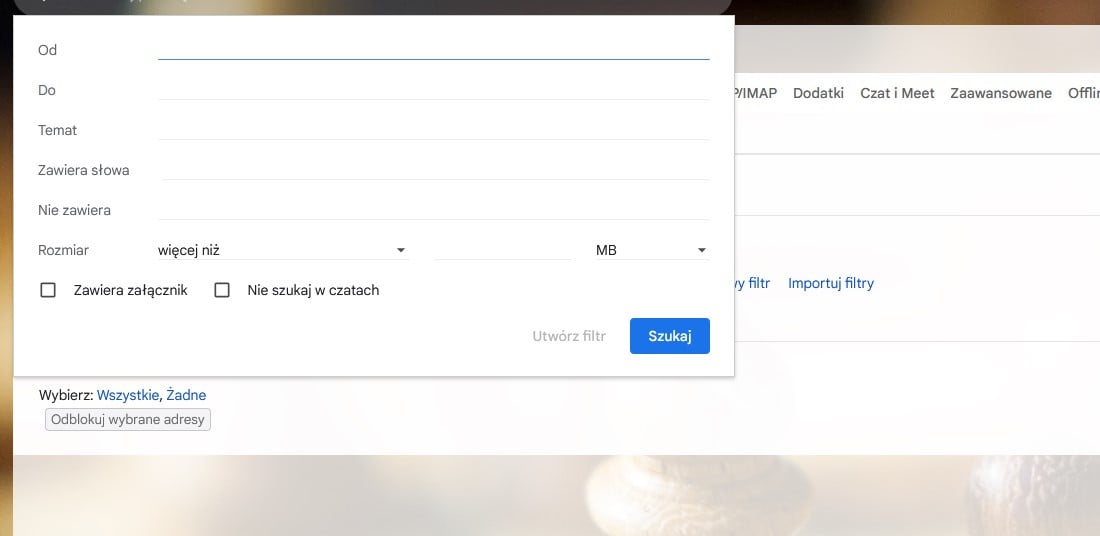 Gmail filtry