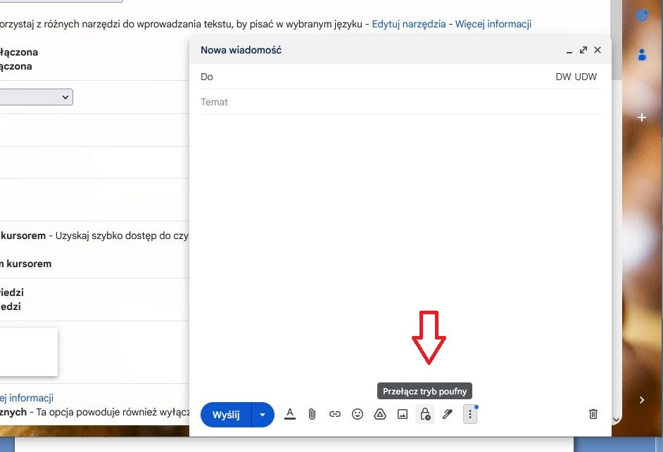 Gmail tryb poufny