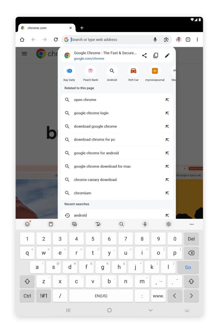 Chrome na tablecie