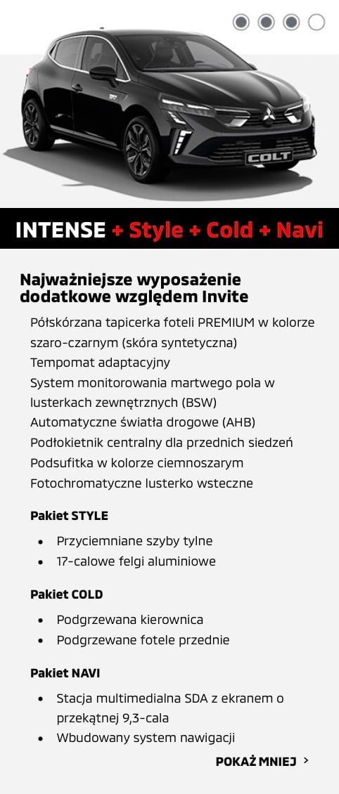 Mitsubishi Colt wyposażenie
