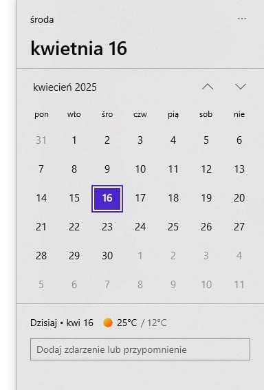 Windows 10 zegar