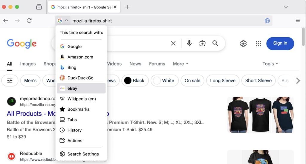 Firefox - wyszukwiarka