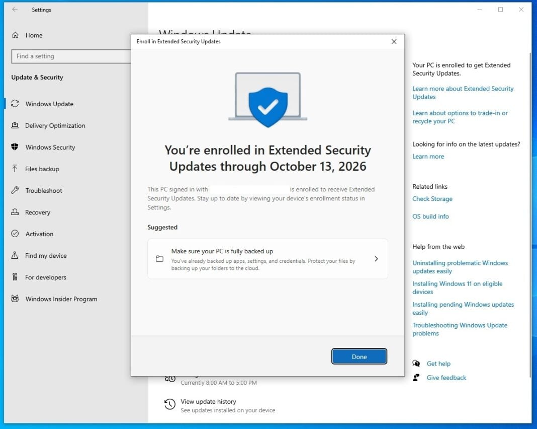 Windows 10 ESU