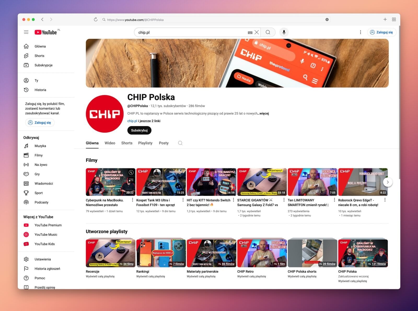 Snímek obrazovky ukazuje prohlížeč Ladybird se spuštěnou stránkou YouTube.com.