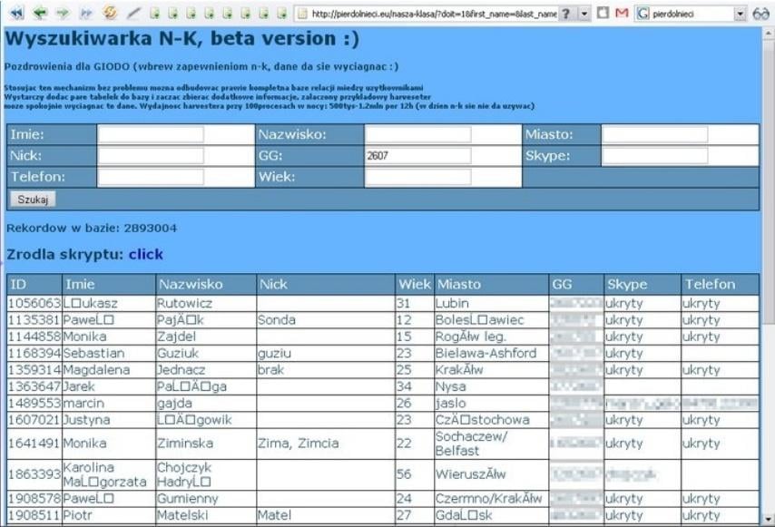 Czy z “naszej-klasy” wykradane są dane?