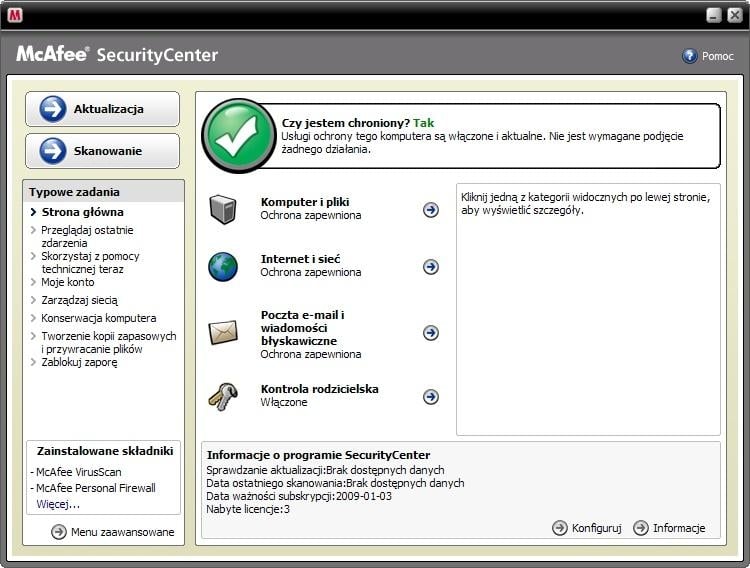 Pakiet bezpieczeństwa McAfee Total Protection 2009
