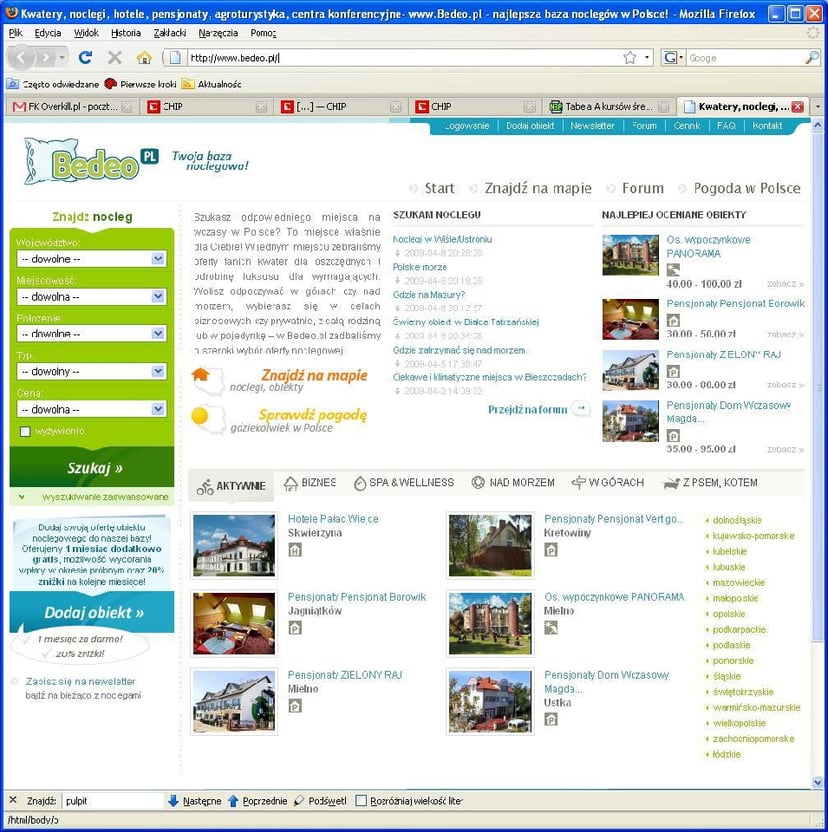 Bedeo.pl – agregator obiektów noclegowych w Polsce