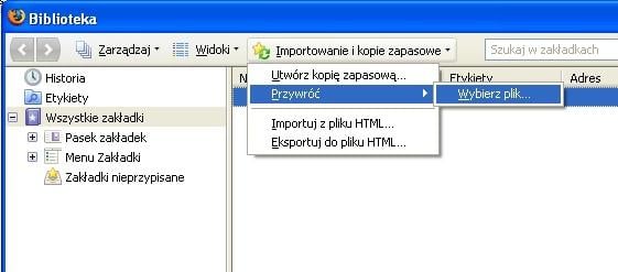 Szybkie odzyskanie utraconych zakładek