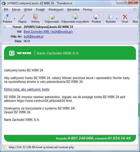 BZ WBK znowu na celowniku cyberprzestępców