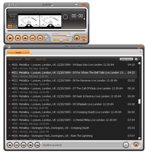 AIMP wykorzystuje interfejs Windows 7