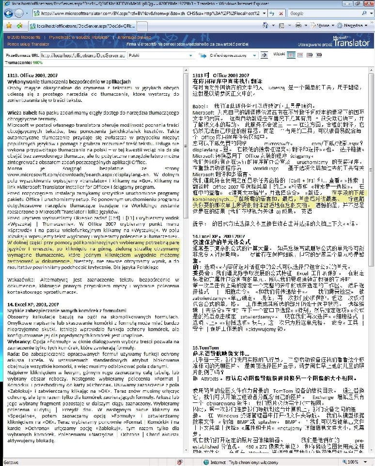 Wykonywanie tłumaczenia bezpośrednio w aplikacjach