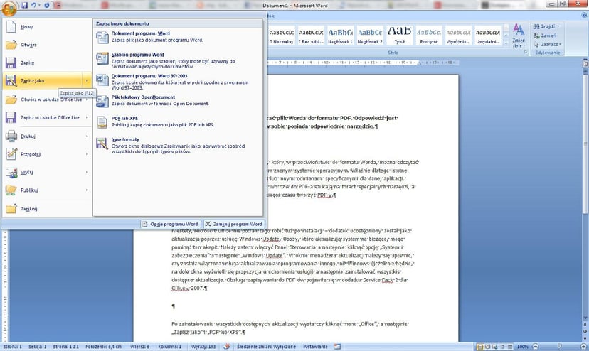 Jak zamienić DOC na PDF