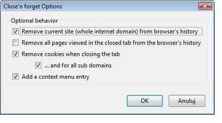 Usuwanie śladów przeglądania pojedynczych stron