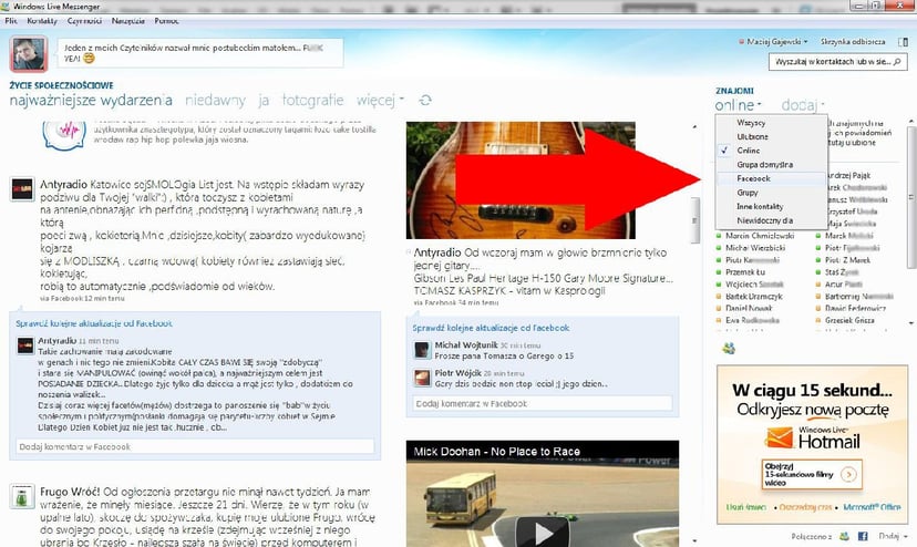Czatuj w Facebooku z komunikatora Windows Live Messenger