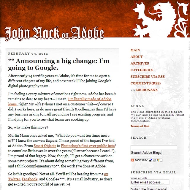 Photoshopowy guru zostawia Adobe dla… Google’a