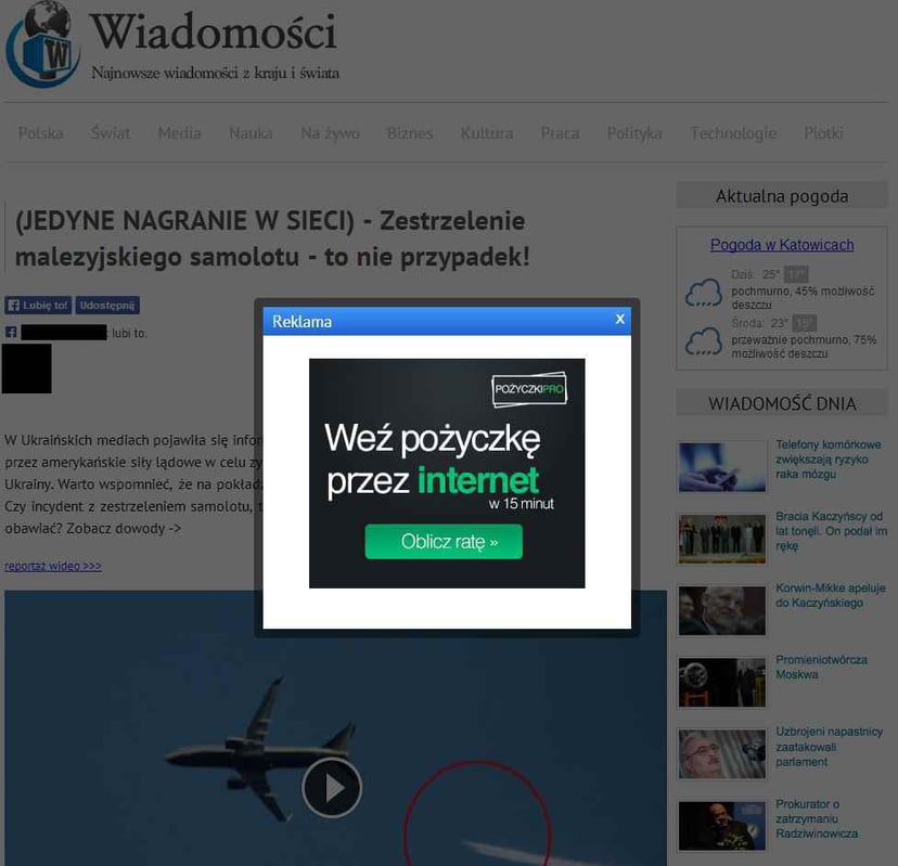 Wyciekł film z zestrzelenia malezyjskiego Boeinga?