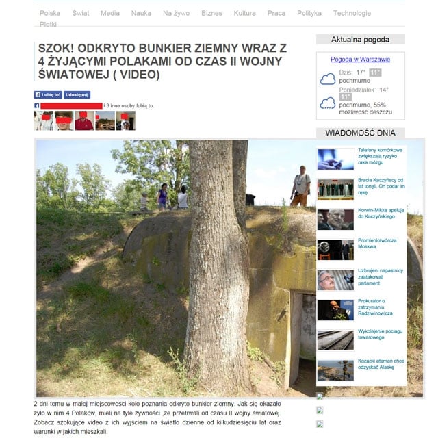 Przeżyli w bunkrze 69 lat – humorystyczna pułapka na Facebooku