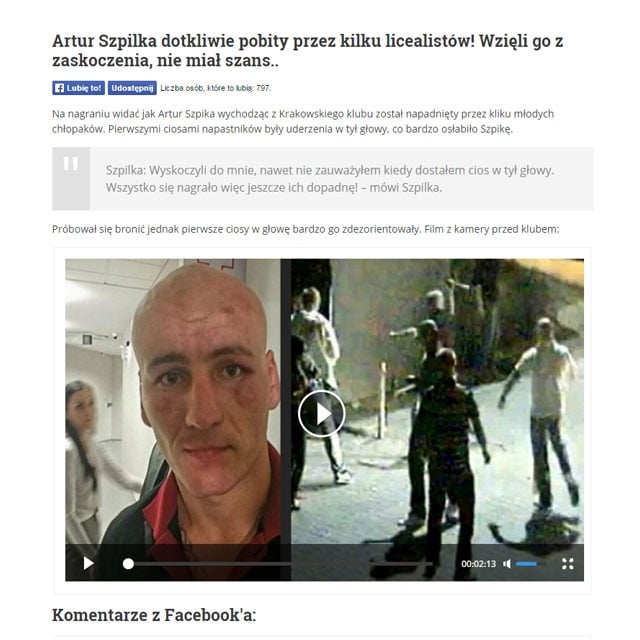 Artur Szpilka nie został dotkliwie pobity