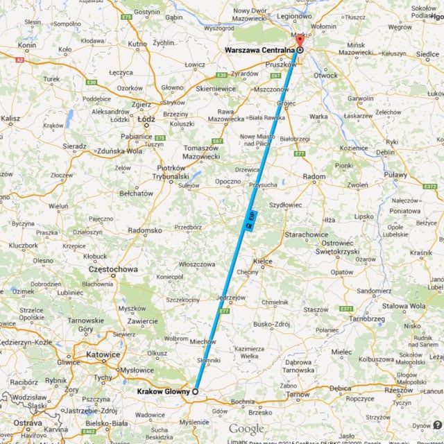 Zaplanuj podróż pociągiem PKP Intercity na Mapach Google