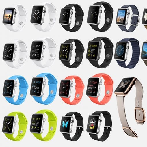 Tak wyglądają wszystkie 34 wersje Apple Watch