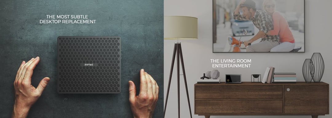 Cztery miniPC Zotac z pełnowymiarowymi kartami graficznymi