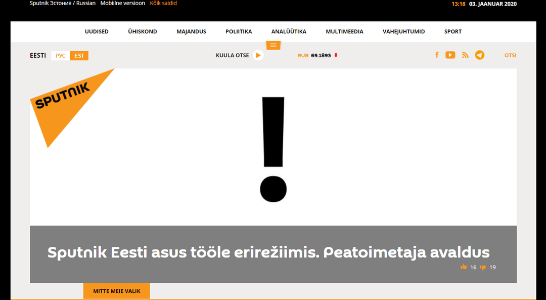 Estonia powiedziała “niet” rosyjskiemu serwisowi Sputnik