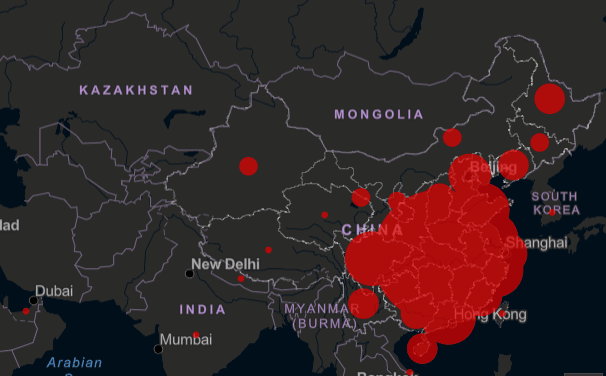 Mapa rozprzestrzeniania się wirusa jedną z bardziej popularnych stron