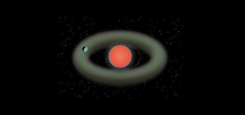 Pierwsza egzoplaneta zidentyfikowana dzięki nowej metodzie. Krąży wokół czerwonego karła i znajduje się niedaleko Ziemi